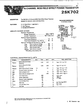 2SK702 Datasheet PDF NEC => Renesas Technology