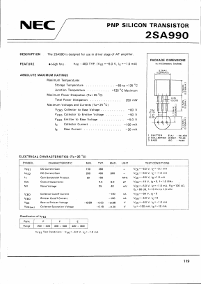 2SA990 Datasheet PDF NEC => Renesas Technology