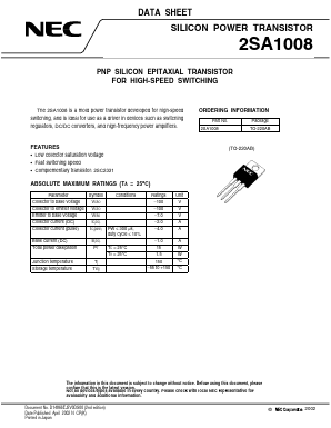 2SA1008 Datasheet PDF NEC => Renesas Technology