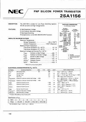 2SA1156 Datasheet PDF NEC => Renesas Technology