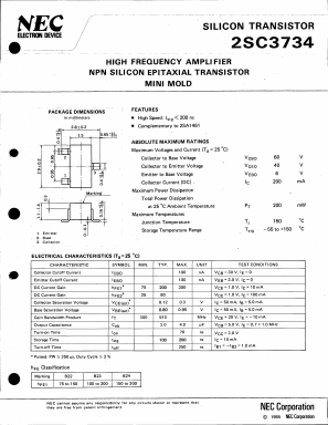 2SC3734 Datasheet PDF NEC => Renesas Technology