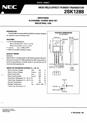 K1288 Datasheet PDF NEC => Renesas Technology