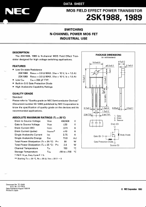 2SK1989 Datasheet PDF NEC => Renesas Technology