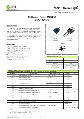 75N10 Datasheet PDF Nell Semiconductor Co., Ltd