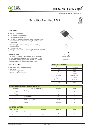 MBR745 Datasheet PDF Nell Semiconductor Co., Ltd
