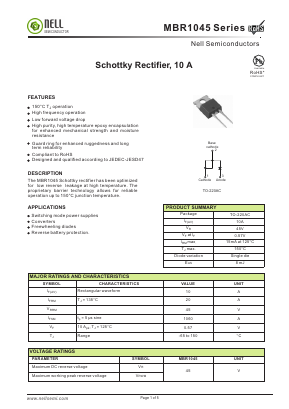MBR1045 Datasheet PDF Nell Semiconductor Co., Ltd