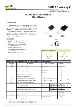 10N80 Datasheet PDF Nell Semiconductor Co., Ltd