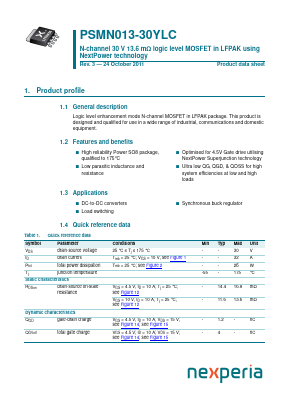 PSMN013-30YLC Datasheet PDF Nexperia B.V. All rights reserved
