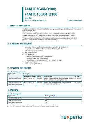 74AHCT3G04DC-Q100 Datasheet PDF Nexperia B.V. All rights reserved