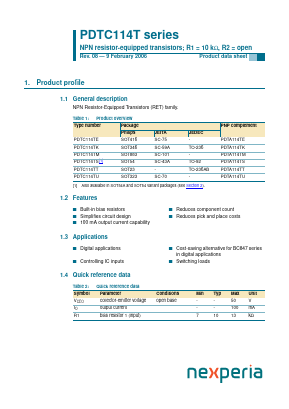 PDTC114TE Datasheet PDF Nexperia B.V. All rights reserved