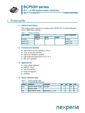 BCP53-10H Datasheet PDF Nexperia B.V. All rights reserved