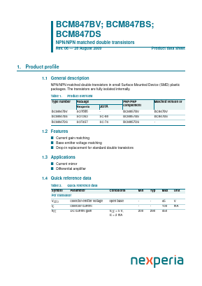 BCM847BS Datasheet PDF Nexperia B.V. All rights reserved