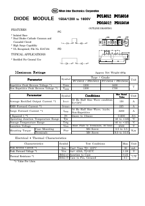 PD15016 Datasheet PDF Nihon Inter Electronics