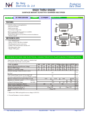 SS220 Datasheet PDF Dongguan City Niuhang Electronics Co.LTD