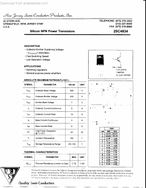 C4834 Datasheet PDF New Jersey Semiconductor