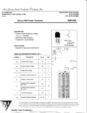 2SB1362 Datasheet PDF New Jersey Semiconductor