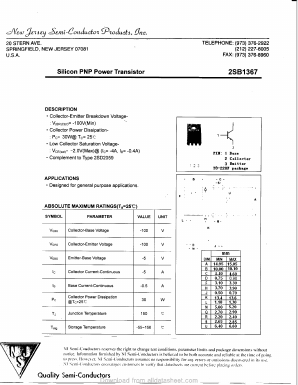 2SB1367 Datasheet PDF New Jersey Semiconductor