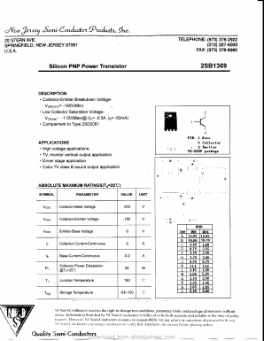 2SB1369 Datasheet PDF New Jersey Semiconductor