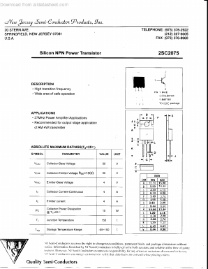 C2075 Datasheet PDF New Jersey Semiconductor
