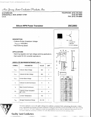 C2553 Datasheet PDF New Jersey Semiconductor