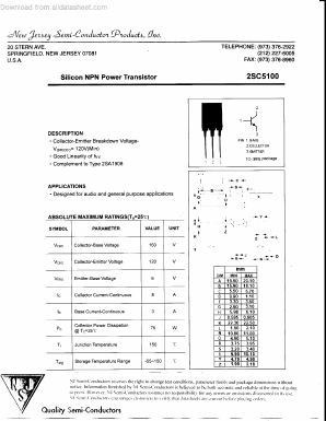 2SC5100 Datasheet PDF New Jersey Semiconductor