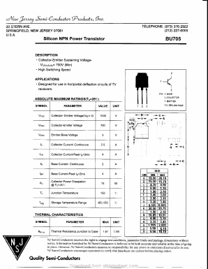 BU705 Datasheet PDF New Jersey Semiconductor