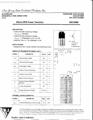 C2908 Datasheet PDF New Jersey Semiconductor