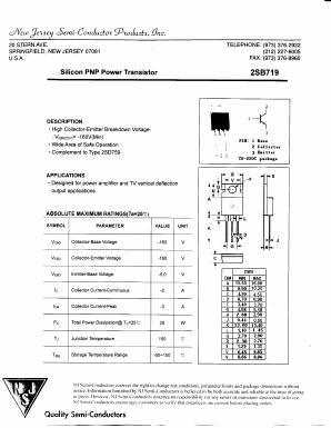 2SB719 Datasheet PDF New Jersey Semiconductor