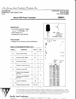 B941 Datasheet PDF New Jersey Semiconductor