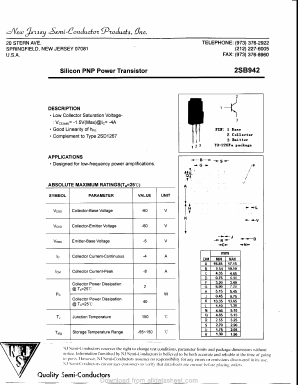 2SB942 Datasheet PDF New Jersey Semiconductor