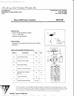 2SC2189 Datasheet PDF New Jersey Semiconductor
