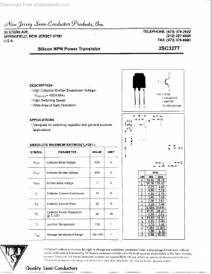 C3277 Datasheet PDF New Jersey Semiconductor