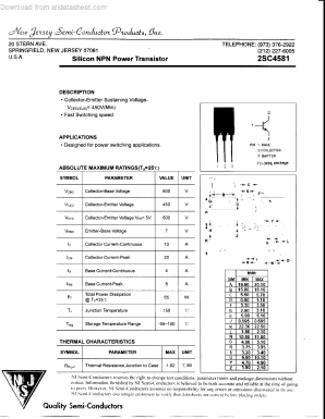 C4581 Datasheet PDF New Jersey Semiconductor