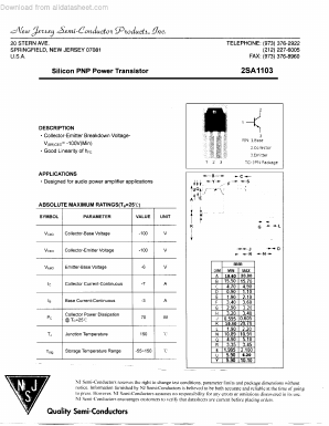 A1103 Datasheet PDF New Jersey Semiconductor