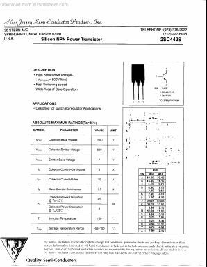2SC4426 Datasheet PDF New Jersey Semiconductor