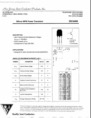 2SC4468 Datasheet PDF New Jersey Semiconductor