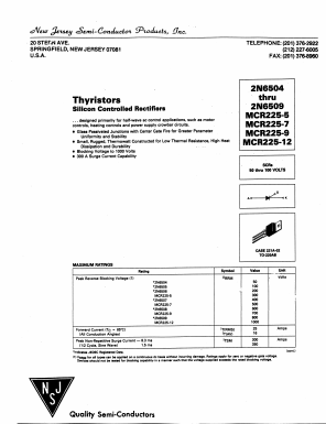 MCR225-7 Datasheet PDF New Jersey Semiconductor