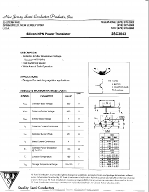 2SC3043 Datasheet PDF New Jersey Semiconductor