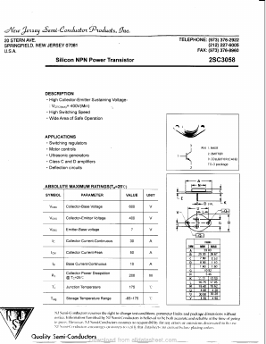 2SC3058 Datasheet PDF New Jersey Semiconductor