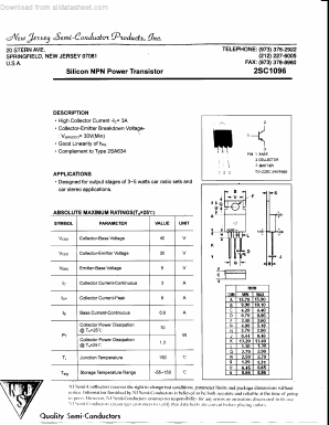 2SC1096 Datasheet PDF New Jersey Semiconductor