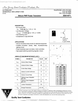 A1471 Datasheet PDF New Jersey Semiconductor