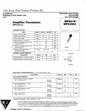 MPS918 Datasheet PDF New Jersey Semiconductor