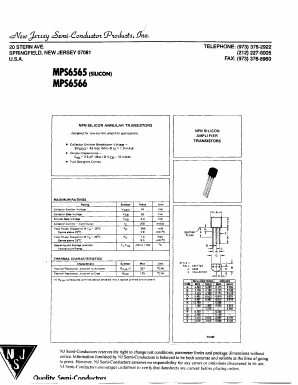 MPS6565 Datasheet PDF New Jersey Semiconductor
