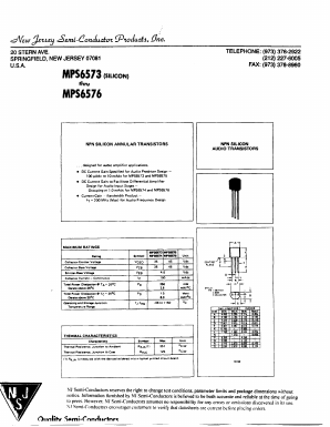 MPS6573 Datasheet PDF New Jersey Semiconductor
