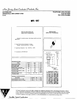 MPS-U07 Datasheet PDF New Jersey Semiconductor