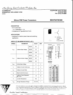 BD380 Datasheet PDF New Jersey Semiconductor