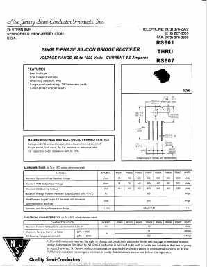 RS606 Datasheet PDF New Jersey Semiconductor