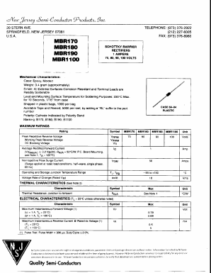 MBR170 Datasheet PDF New Jersey Semiconductor
