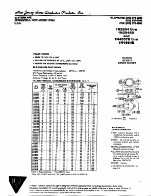 1N2811B Datasheet PDF New Jersey Semiconductor