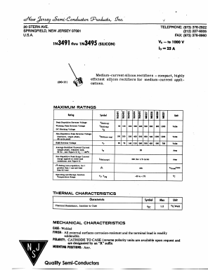 1N3495 Datasheet PDF New Jersey Semiconductor